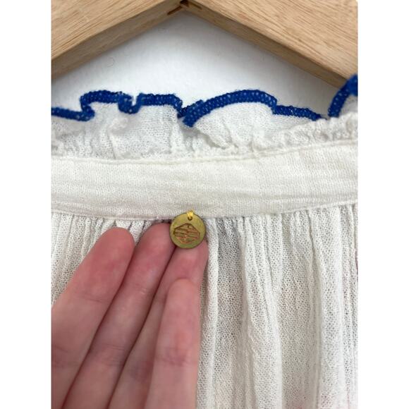 Antik Batik Floral Hand-Embroidered Ruffle Collar Clotilda Crepe Blouse - Small - Picture 9 of 14